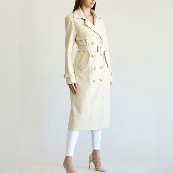 Ioana Gold Buttons Trench Coat in Beige - Picture 2 of 5